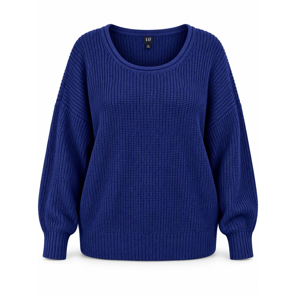 Gap XXL Blue Cotton Knit Stitch Sweater NWT Women Plus Size Scoop Neck Pullover